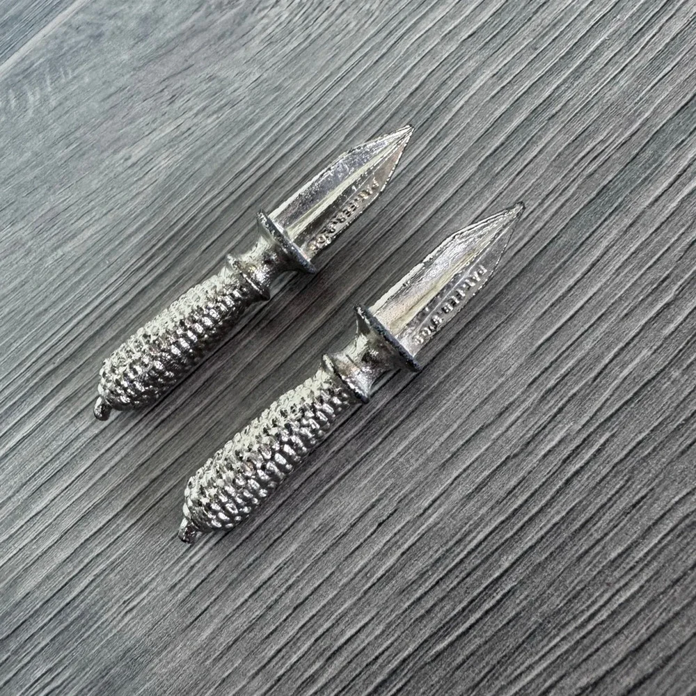 Vintage Corn Cob Holders Set of 6 Patented Silver Metal Skewers Picks 3 pair